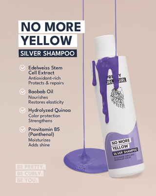 No More Yellow Silver Shampoo naudojimas šviesiems ir žiliems garbanotiems plaukams
