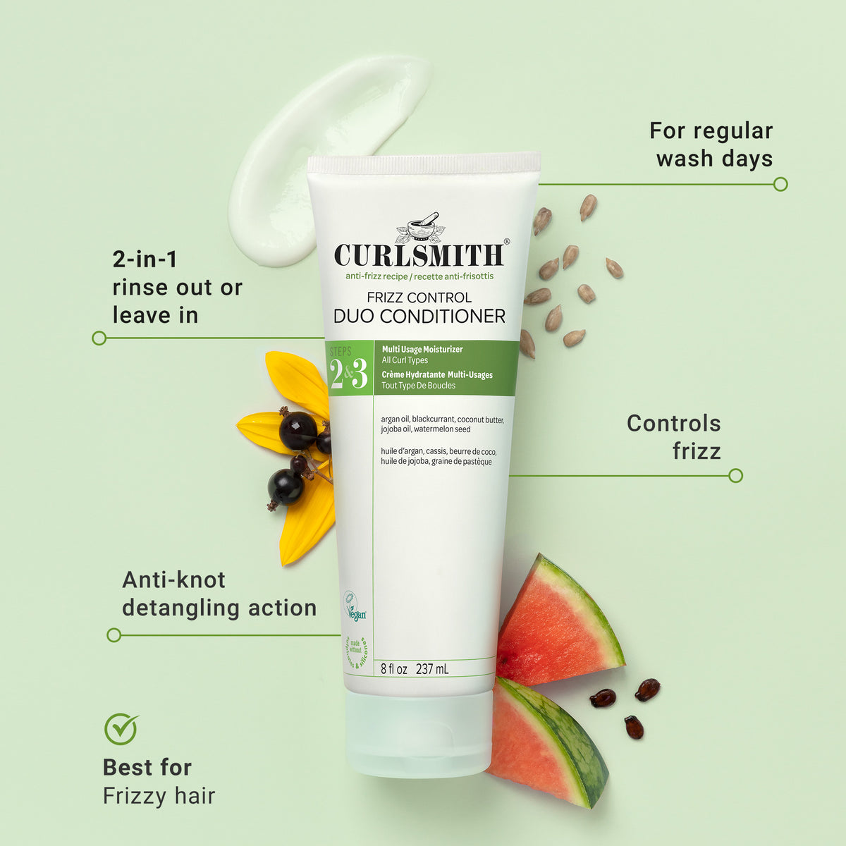 Glotninantis kondicionierius pasišiaušimo kontrolei 2 viename Frizz Control Duo Conditionier