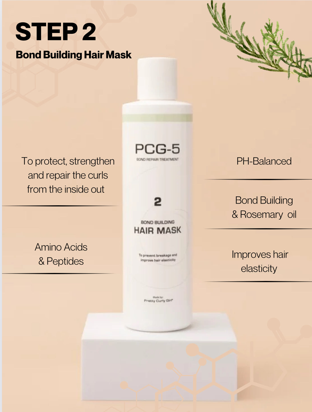 PCG-5 Bond Building Hair Mask 250 ml atkuriamoji kaukė su peptidais garbanotiems plaukams