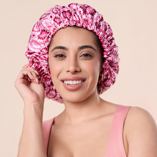 DOUBLE-SIDED SATIN HAIR BONNET - PINK