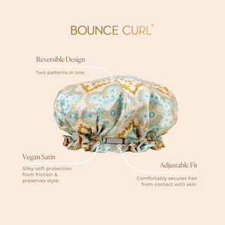 DOUBLE-SIDED SATIN BONNET FOR HAIR - BLUE/GOLD