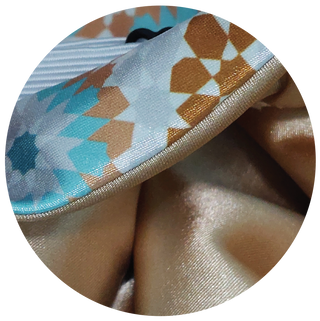 DOUBLE-SIDED SATIN BONNET FOR HAIR - BLUE/GOLD